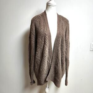 Anthropology Moth Cardigan Womens Sweater Sz M Taupe Alpaca Merino Wool Cozy
